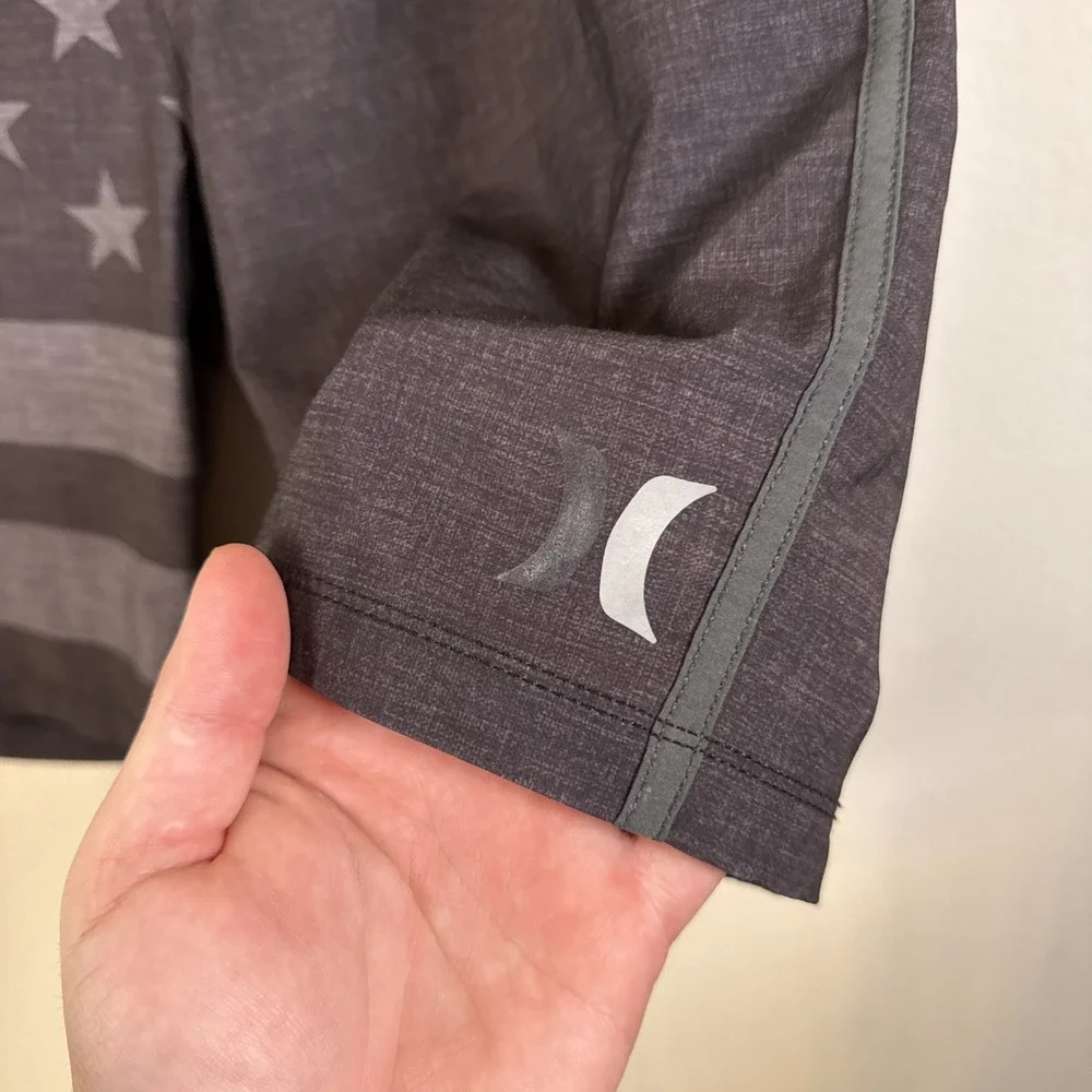 HURLEY BOARDSHORTS MENS 31 GRAY USA STARS‎ & STRIPES